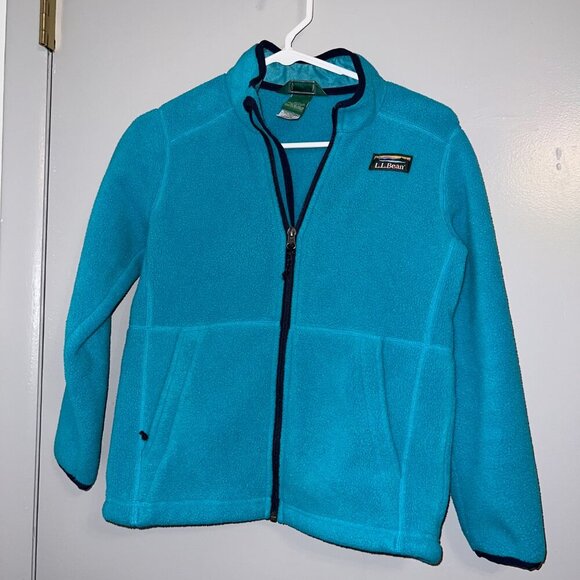 L.L. Bean Kid's Mountain Classic Fleece Full Zip Jacket Hooded Size M (10-12) - Picture 2 of 6